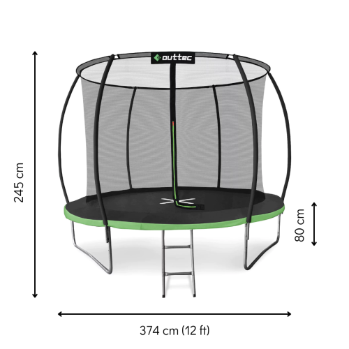 Батут  Outtec Premium 12ft (374cm) черно-зеленый с внутренней сеткой - фото №3