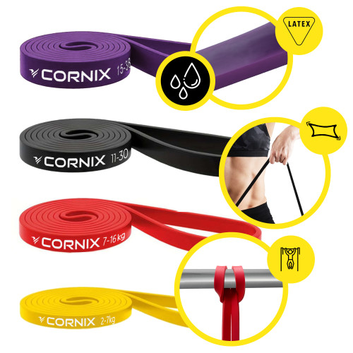 Резинка для фитнеса  Cornix Power Band 2-38 кг 4 шт XR-0087 - фото №2