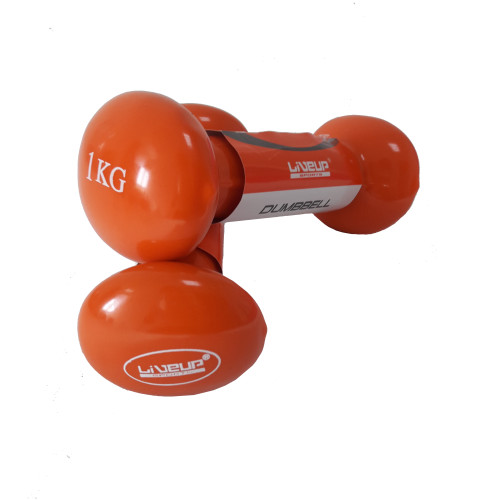 Купить Гантель  LiveUp Vinyl Dumbbell Egg Head Orange 2x1kg в Киеве - фото №1