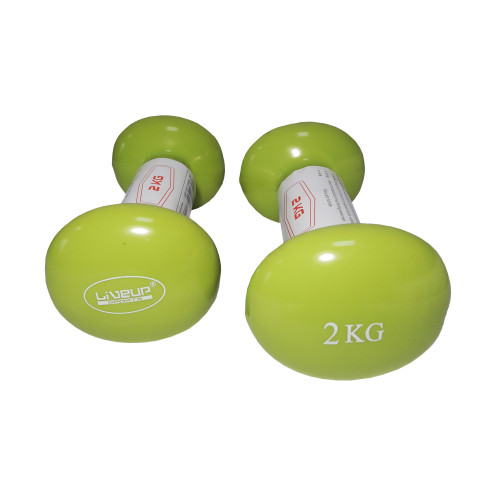 Купить Гантель  LiveUp Vinyl Dumbbell Egg Head Light Green 2x2kg в Киеве - фото №1