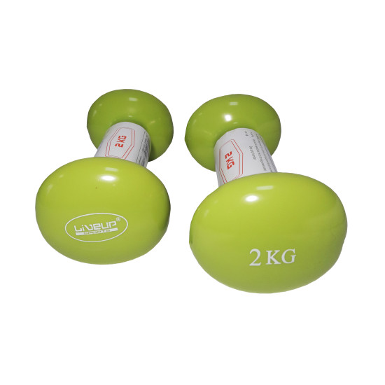 Купить Гантель  LiveUp Vinyl Dumbbell Egg Head Light Green 2x2kg в Киеве - фото №1