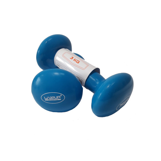 Купити Гантель  LiveUp Vinyl Dumbbell Egg Head Blue 2x3kg у Києві - фото №1