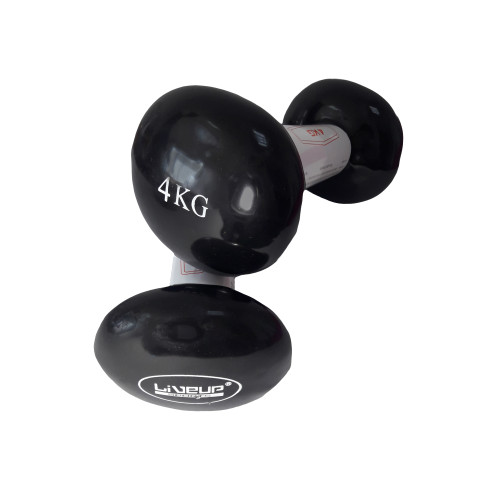 Купить Гантель  LiveUp Vinyl Dumbbell Egg Head Black 2x4kg в Киеве - фото №1
