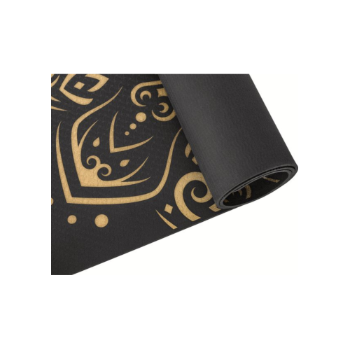 Коврик для фитнеса  Queenfit Mandala TPE 5 мм black-gold - фото №5