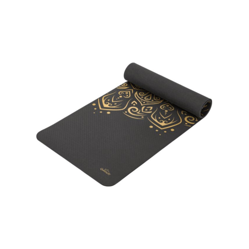 Коврик для фитнеса  Queenfit Mandala TPE 5 мм black-gold - фото №4