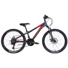 Велосипед Discovery RIDER AM DD 2022 24" (темно-сріблястий з червоним)